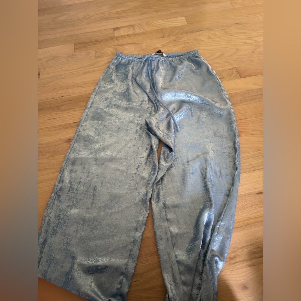 Zara metallic blue pants